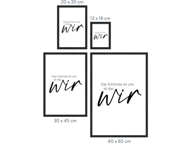 WANDStyle Gerahmtes Poster mit Spruch Das Schönste Ist das Wir in Weiß 30 x 45 cm* Ostern