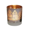 Weihnachts-Deko Teelichthalter Windlicht Haus Ø 8,8 cm x 10 cm Grün* Windlichter