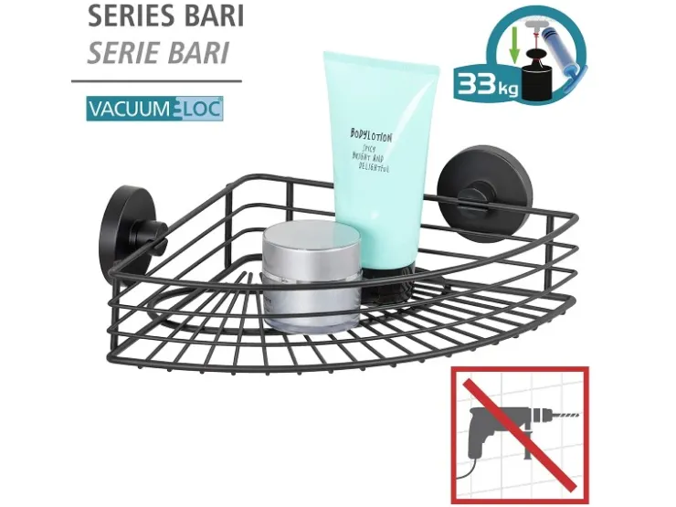 Wenko Eckablage Bari Vacuum-Loc Schwarz