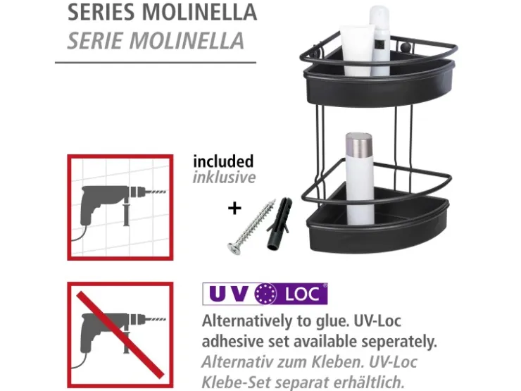Wenko Eckregal 2 Etagen Molinella Schwarz* Eckregale