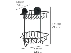 Wenko Eckregal Bari Vacuum-Loc 2 Etagen Schwarz