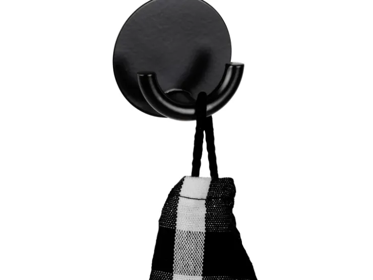Wenko Edelstahl-Wandhaken Rondo Selbstklebend Ø 5,3 cm x 2,5 cm Schwarz* Klebefolien