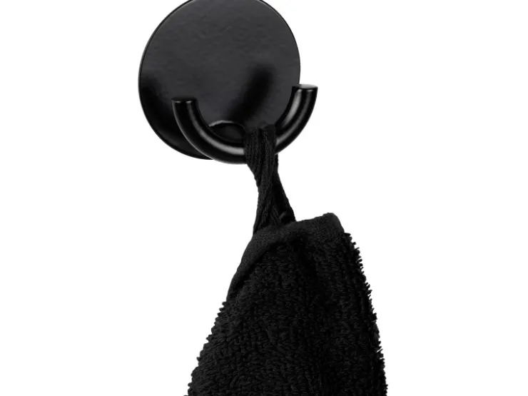Wenko Edelstahl-Wandhaken Rondo Selbstklebend Ø 5,3 cm x 2,5 cm Schwarz* Klebefolien
