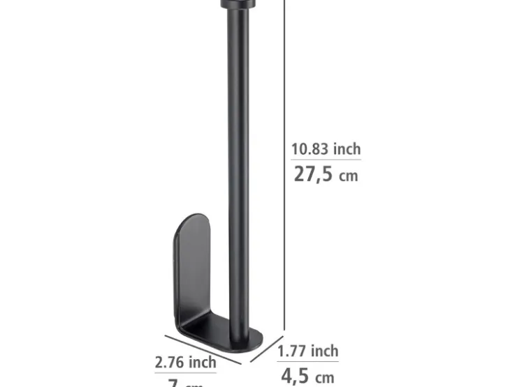 Wenko Küchenrollenhalter Nio Selbstklebend 27,5 cm x 4,5 cm x 7 cm Schwarz