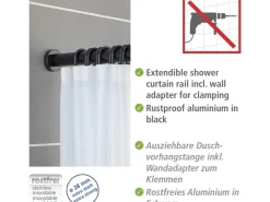 Wenko Teleskop-Duschvorhangstange Luz ausziehbar rostfrei 110 - 185 cm