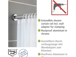 Wenko Teleskop-Duschvorhangstange Luz ausziehbar rostfrei 70 cm - 115 cm* Gardinenstangen