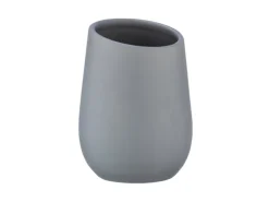 Wenko Zahnputzbecher Badi Grau Keramik 8 x 11 x 8 cm