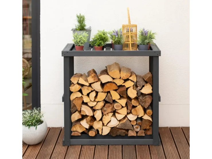Westmann Holz Kaminholzregal Harald Anthrazit 52x108x106 cm