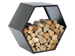 Westmann Stahl Kaminholzregal Biene Schwarz 88x45x77 cm* Regale Schwarz