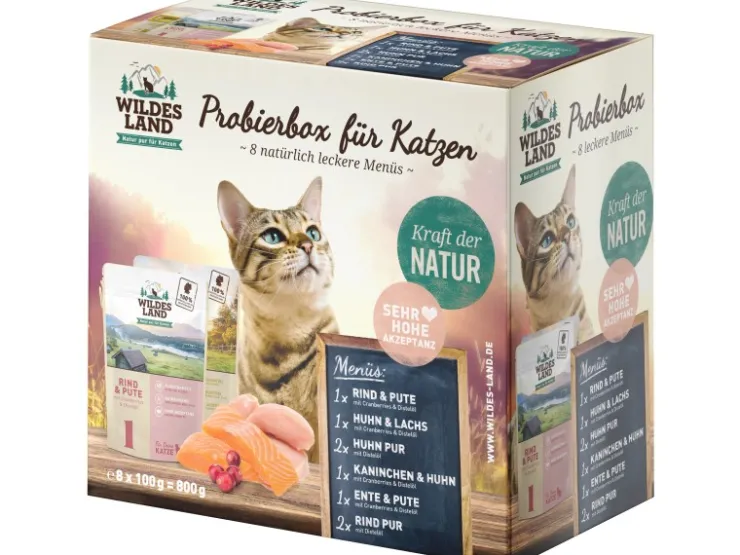 Wildes Land Katzen-Nassfutter Probierbox Pouch 800 g* Katzenbedarf