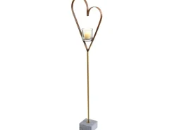 Windlicht Herz mit Betonfuß 140 cm x 17 cm x 36 cm Metall Rosteffekt* Windlichter
