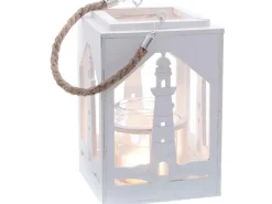 Windlicht Prisme mit Glas 22 cm x 16 cm x 16 cm Weiß* Windlichter
