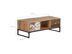 WOMO-DESIGN TV Lowboard Taipei 2 Schubladen 110x50 cm Handgefertigt Massivholz