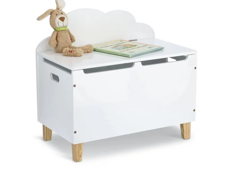 Zeller Kinder-Truhe Wolke mit Deckel MDF/Kiefer 60 cm x 34,5 cm x 56 cm Weiß