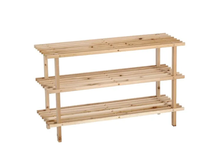 Zeller Schuhregal mit 3 Ablagen 49,5 cm x 26 cm x 80 cm Kiefer* Weitere Regale|Holzregale
