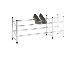 Zeller Schuhregal mit 2 Ablagen Metall 36 cm x 23 cm x 6,4 cm Verchromt Glänzend