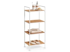 Zeller Standregal mit 4 Ablagen Bambus/Metall 95 cm x 33 cm x 39 cm Weiß